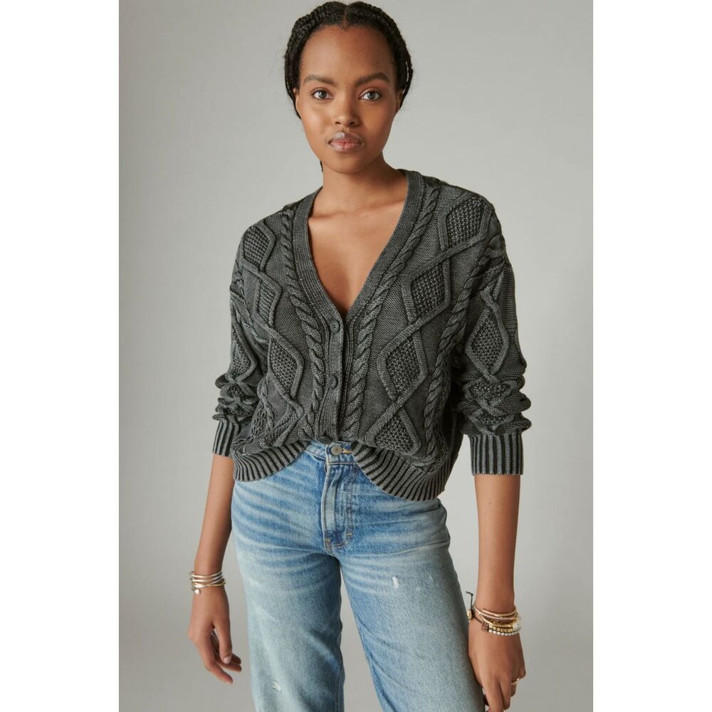 Lucky Brand cropped cardigan, size L